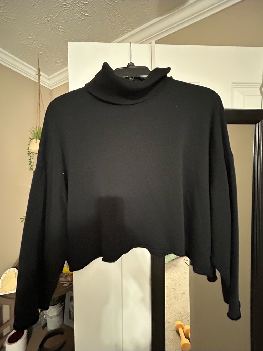 American Eagle Outfitters Black Cropped Turtleneck Sweater